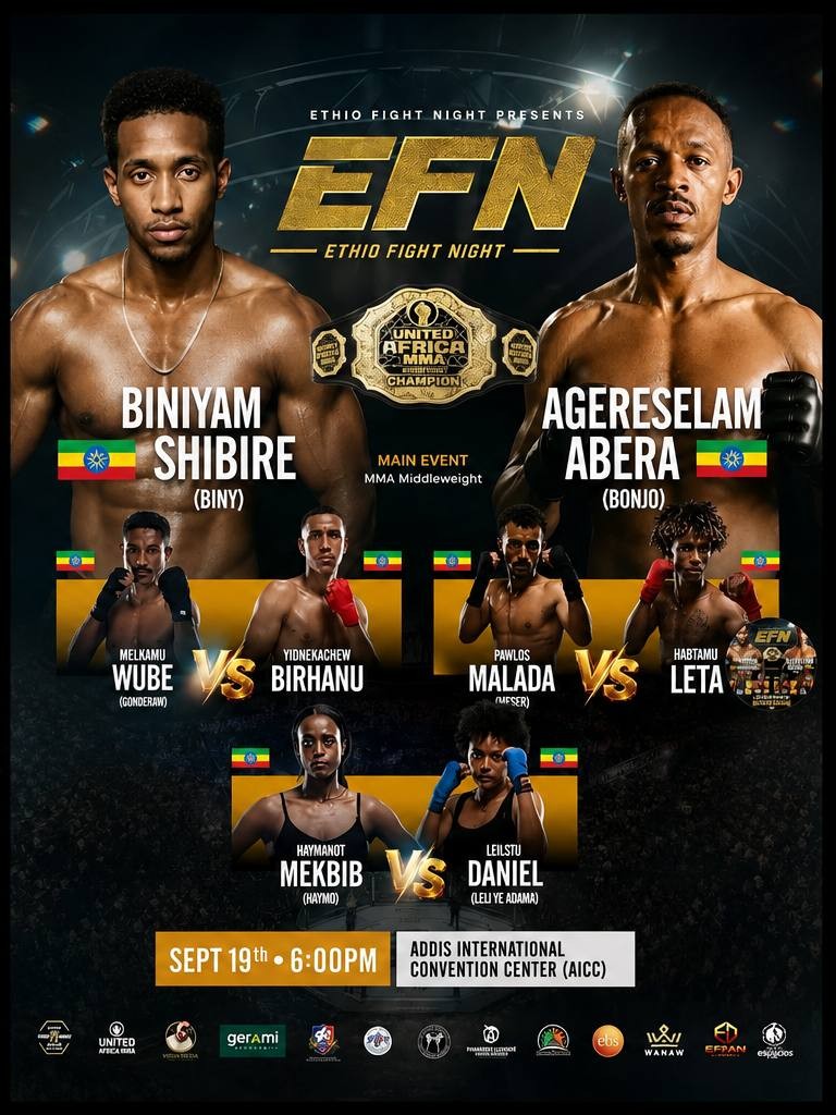Ethio Fight Night official card led by Biniyam Shibre against Agereselam Abera